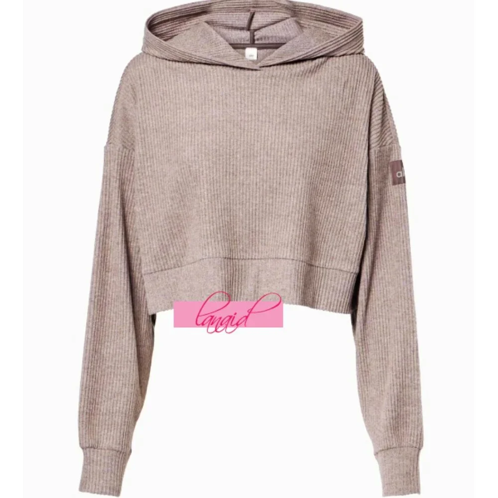 Alo Muse Hoodie Raisinette Heather Ribbed Violet Hood Sweater Hooded Sweatshirt